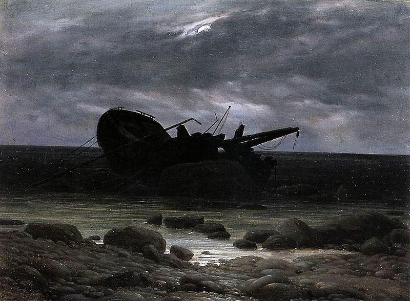 Caspar David Friedrich Wreck in the Moonlight oil painting image